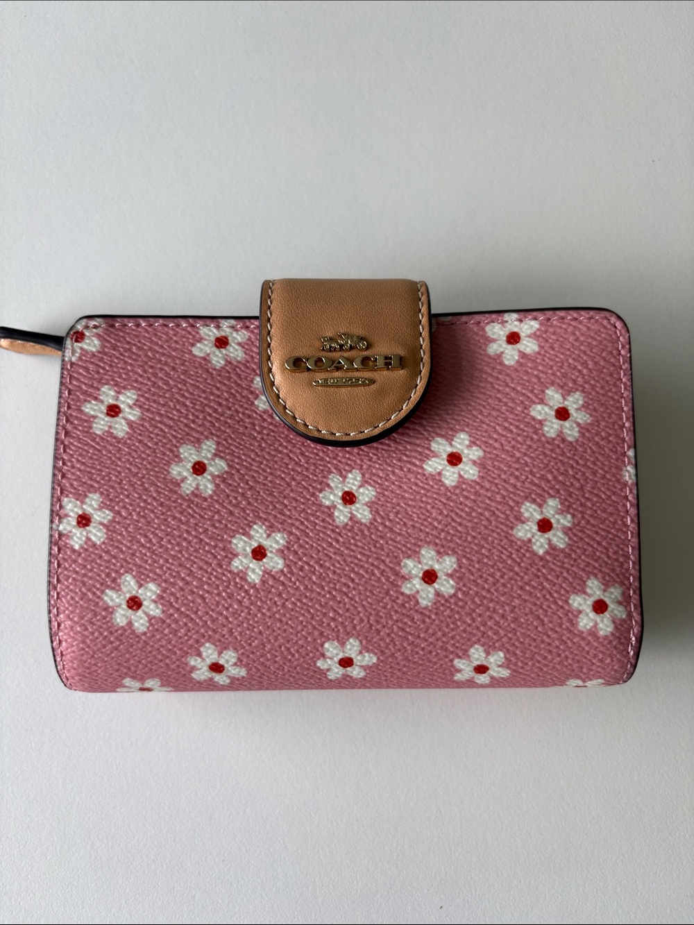 Coach Medium Corner Zip Wallet Pink - Floral Print NWT